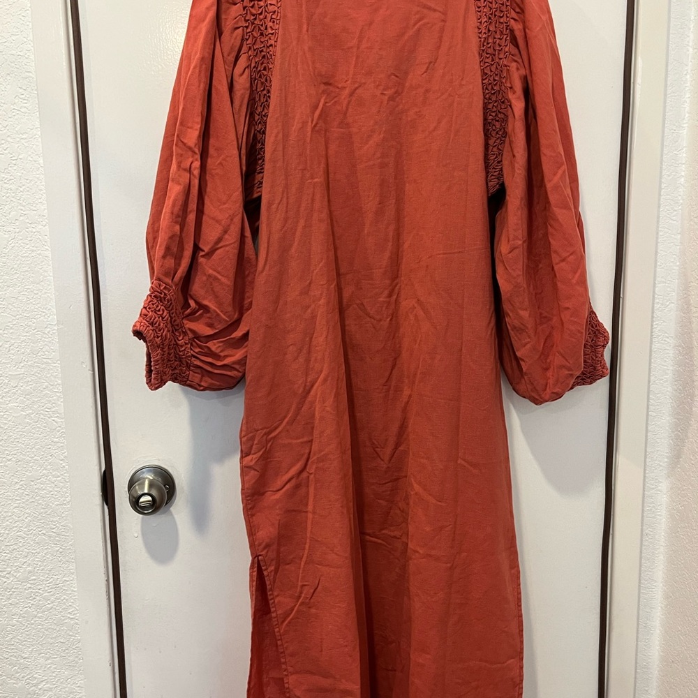 Kiira cotton linen smocking tuck dress free size - Picture 14 of 14